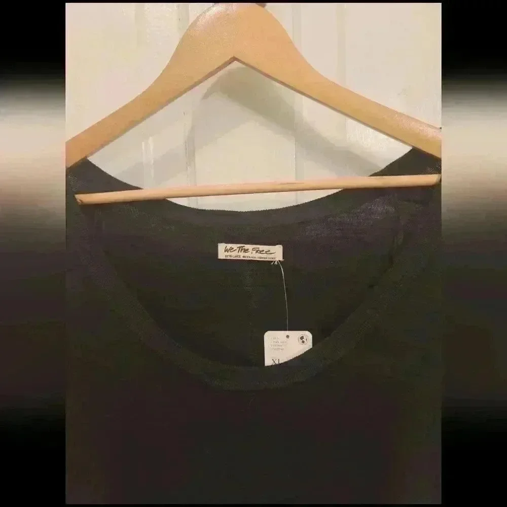 Free People We The Free Black Scoop Neck Top Size Extra Large